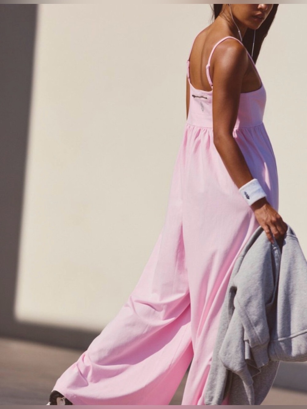 Free People FP Movement Hot Shot Strappy Onesie in Powder Pink Size XS NWT - Picture 7 of 8